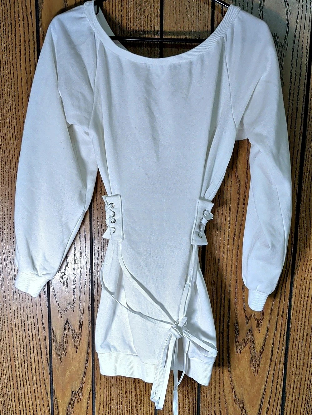 Fashion Nova Lace-Up Mini Romper in White Size Medium Like New